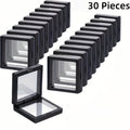 30/60pcs Black Plastic Frame 3D Floating Jewelry Display Boxes With Clear Panels, Secure Clasp Closure & Fabric-Lined Interior, Home & Jewelry Making Organizer, Jewelry Boxes, Coin Collector'S Choice, Best Gifts For Independence Day