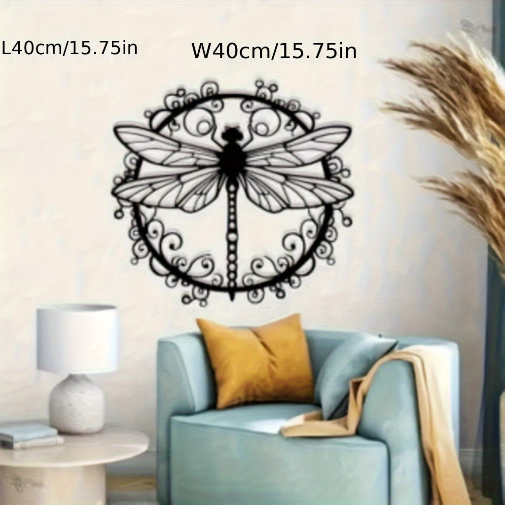 Elegant Black Dragonfly Iron Wall Art - Intricate Animal Print Design for Indoor/Outdoor Decor, Wedding Gift, Housewarming, Living Room, Office, Garden - Durable Wall-Mounted Decoration