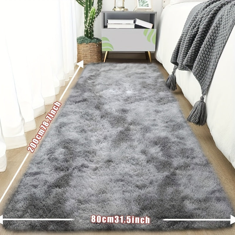1pc Tie-Dye Plush Soft Interior Fluffy Mat, Modern Luxury Plush Mat, Absorbent, Non-Slip &, Suitable for Living Room and Bedroom Areas, Home Decor