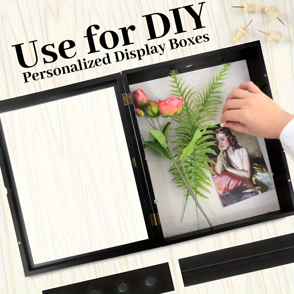 Large 11x14 Country Memory Display Box for Flowers, Pictures, Championship Rings, Medals, Coins, and Pin Collections - Includes 4 Removable Shelving Shadow Box Frames with Linen Back