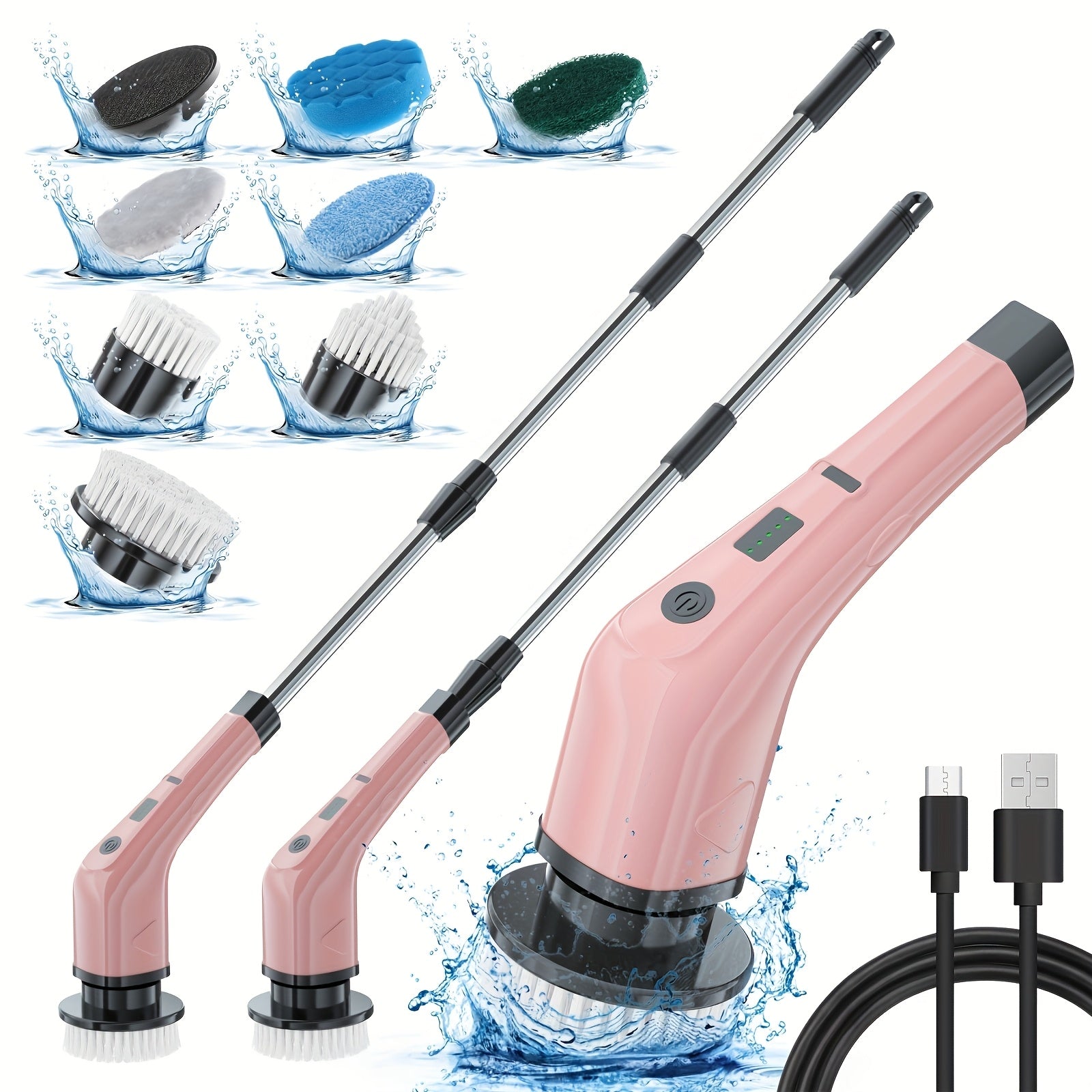 2026 New Multifunctional Electric Cleaning Brush, Telescopic Long Handle 7-in-1 Cleaning Brush, Cleaning Tool, Household Floor And Kitchen Sweeping Brush
