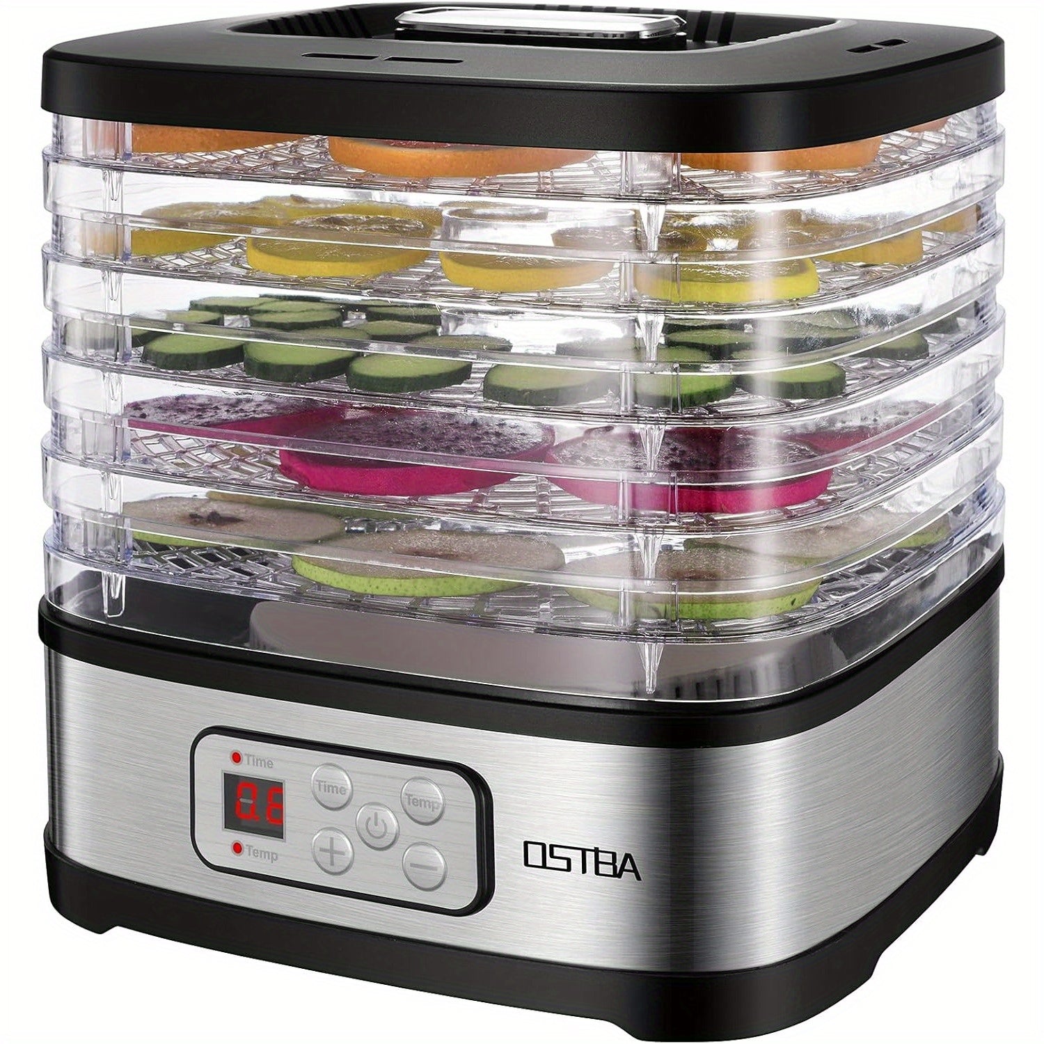 Food Dehydrator Machine Adjustable Temperature & 72H Timer, 5-Tray Dehydrators for Food And Jerky, Fruit, Dog Treats, Herbs, Snacks, LED Display, 240W Electric Food Dryer, Recipe Book