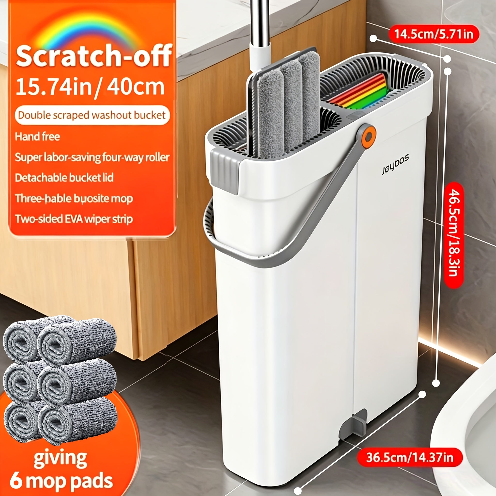 12.99inch/15.75inch Hand-Free Mop And Wash Bucket Set with 2 Washable Reusable Microfiber Cloths, Machine Washable Matching Cloths, Wet And Dry Floor Dust Mops, Floor Cleaning Systems, Bucket Sets, Cleaning Supplies, Cleaning Tools, Holiday Cleaning