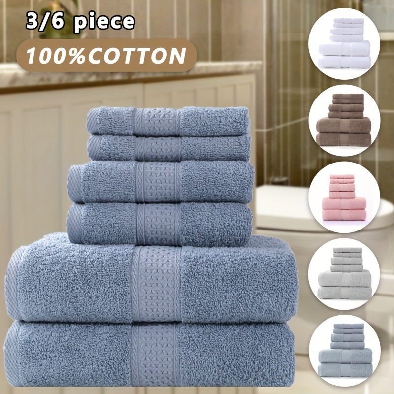 100% Cotton Bath Towel Set (3/6pcs) - Ultra-Soft, Highly Absorbent, Durable - Ldeal for Hotel, Home, Shower, Spa, Sanua - Multiple Color Options, Valentines Gift For Lovers