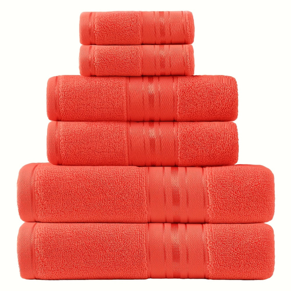 100% Cotton 6pcs Luxurious Towel Set - Super Soft, Absorbent & Stylishly Durable, Rapidly Drying, Gentle On Skin, Perfect For Bathroom, Spa, Hotel And Swimming Pool Including Washcloth, Hand & Bath Towels, Wash Cloths