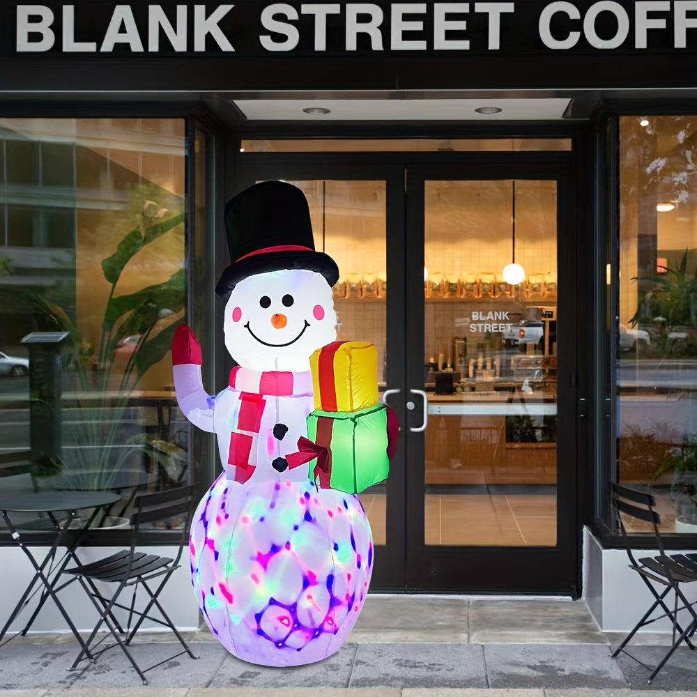 LED LIGHTS 1pc 5ft Giant Rotating LED Snowman Inflatable - Outdoor Yard Christmas Decoration with Vibrant Lighting Effects - Festival Decor for Home, Garden, Restaurant, And Party for BUSINESS