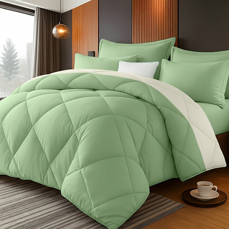 Two/Three Pcs Solid Color Large And Extra-Large Bed Sheet Sets Soft Comfortable And Fiber Filled Lightweight Fabric Breathable Quilt Easy to Take Care of Equipped with Quilt And Pillowcases 1 Quilt, 1/2 Pillowcases, for Bedroom, Random Color