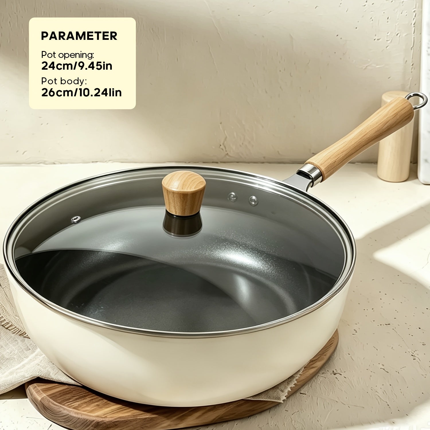 Japanese Wok, Ideal for Pots and Pans Set, Large Bellied Non Stick Cookware, Heat Resistant Handle, Fit Gas Induction Stoves, Pressure Cooker Fast Stew, Chafing Dish Alternative, Kitchen Accessories & Gadgets, for Camping, Soups Stewing