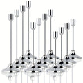 12-Piece Elegant Metal Candle Holders - Modern Tapered Design with Polished Golden Finish, Versatile Tabletop Decor for Christmas, Halloween, Weddings, Anniversaries, Home & Hotel Centerpieces (Candles Not Included)