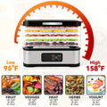 5-Tray Food Dehydrator Machine with Digital Thermostat & Timer, Stainless Suitable for Jerky, Fruits, Herbs, Veggies, Yogurt, Pet Treats - Trays, Energy-Saving, Ultra-Quiet Operation for Home Kitchen, RV, Camping, Gifts