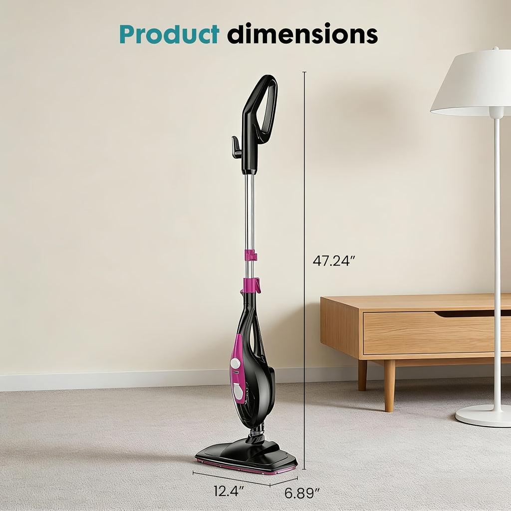 10-in-1 Steam Mop, 1300W Detachable Handheld Floor Cleaning Steam Machine, 16-Foot Power Cord, 2 Washable Mop Pads, Multi-Surface Steam Cleaner Suitable for Hardwood Floors, Tile, Laminate, and Carpets