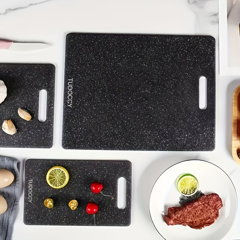 [3pcs Chopping Board Set] 3pcs/SET Kitchen Chopping Board, Two -color Large, Medium, Small -sized 3 -piece Set Of Cutting Board, Excluding BPA Cutting Board, Plastic Cutting Board With Easy Shaking Handle, Non -porous Meat Cutting Board