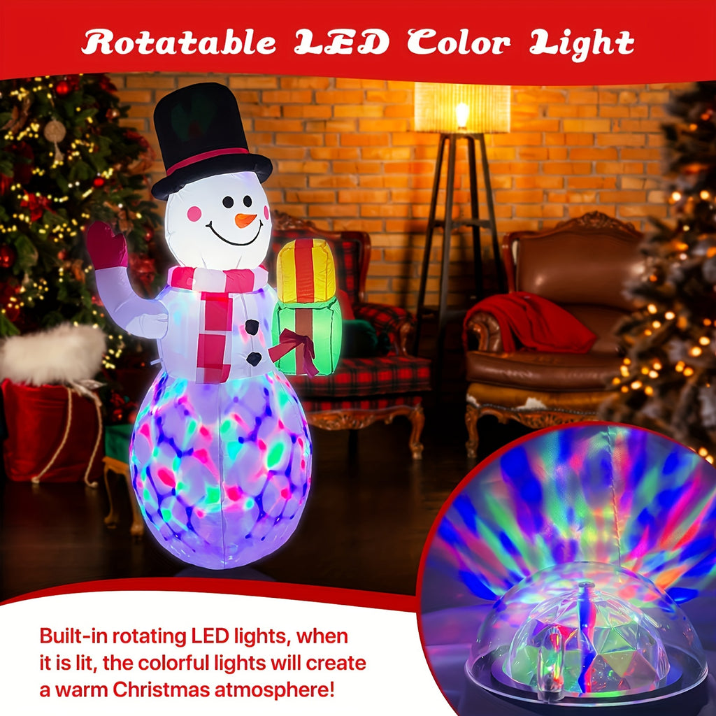 LED LIGHTS 1pc 5ft Giant Rotating LED Snowman Inflatable - Outdoor Yard Christmas Decoration with Vibrant Lighting Effects - Festival Decor for Home, Garden, Restaurant, And Party for BUSINESS