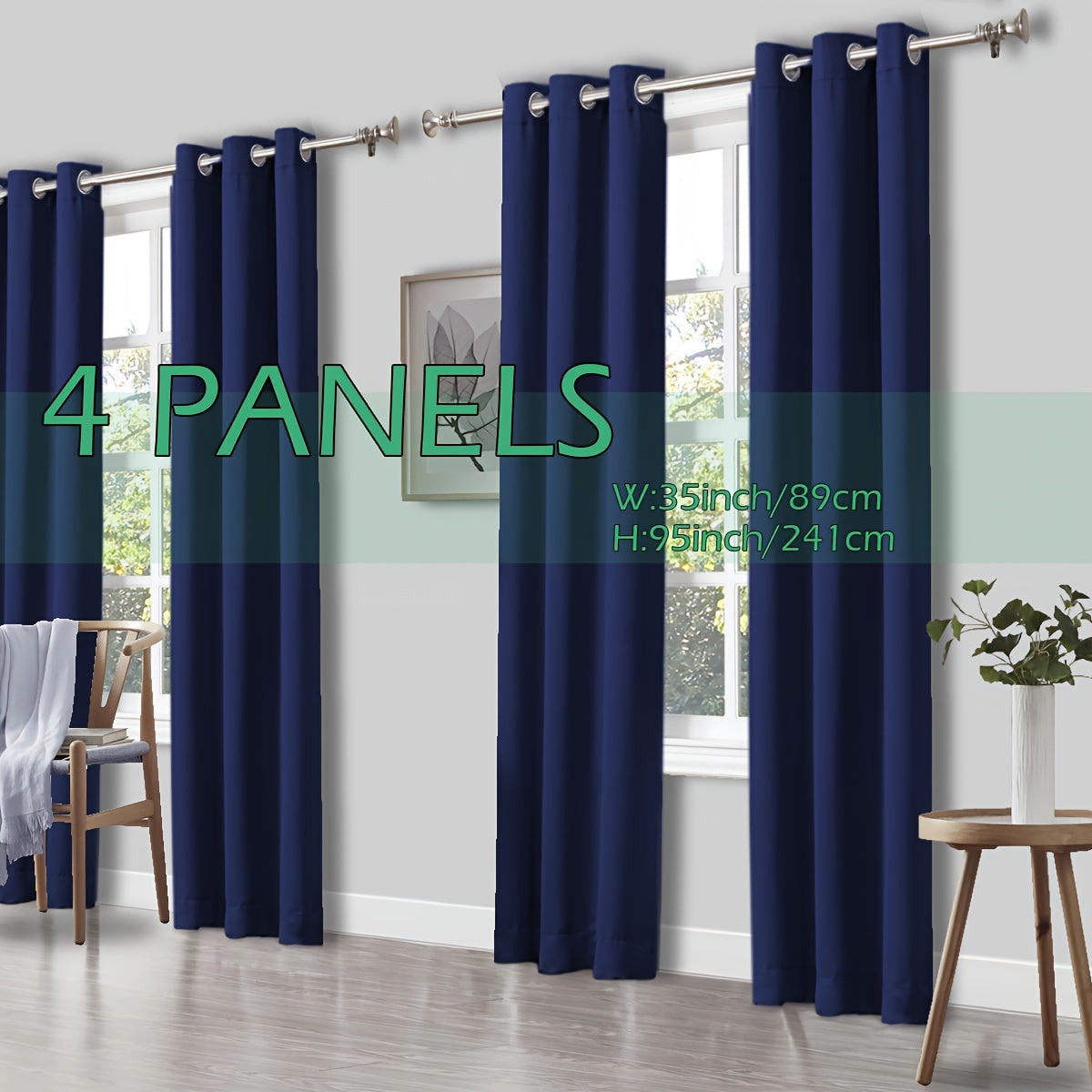 4 Panels Thermal Insulated Blackout Curtains - Triple Weave Thermal Insulation & Light Blocking, Solid Grommet Top, Polyester/ Linen-like Fabric, Deep Red for Bedroom, Living Room, Office - Window Drapes for Complete Darkness & Comf