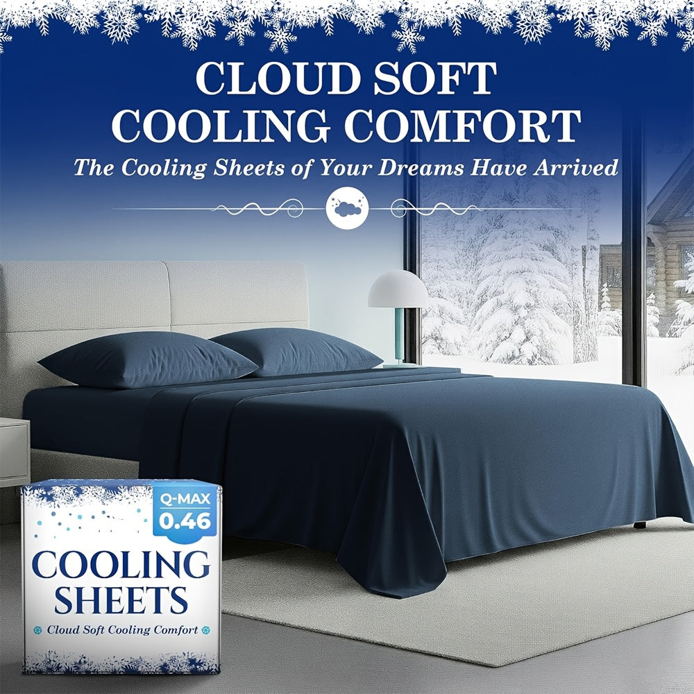 4pcs Cooling Bamboo Bed Sheet Set, 3000 TC Extra Deep Pocket 20 Inch Bed Sheet, Children Luxury Soft Hotel & Cooling Sheet Set for Hot Sleepers, Wrinkle & Shrink Resistant, Fitted Sheet+Flat Sheet+Pillowcases, Twin/ Full/ Queen/ King, Fast Delivery