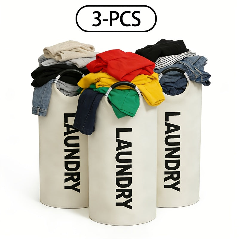 3pcs/4pcs Large Oxford Cloth Dirty Clothes Basket Foldable with Handle Laundry Basket Suitable for Student Dormitories, Laundry Rooms, Living Rooms, Bedrooms, Bathrooms, Independent Storage Bags, Laundry Baskets