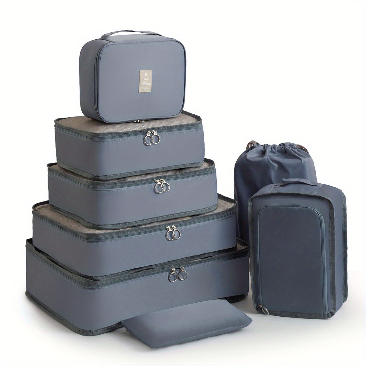 8-Piece Set Packing Cubes for Suitcases - Travel Luggage Organizers, Closet & Under-Bed Storage, Compression Shoe & Clothing Bags for Men & Women