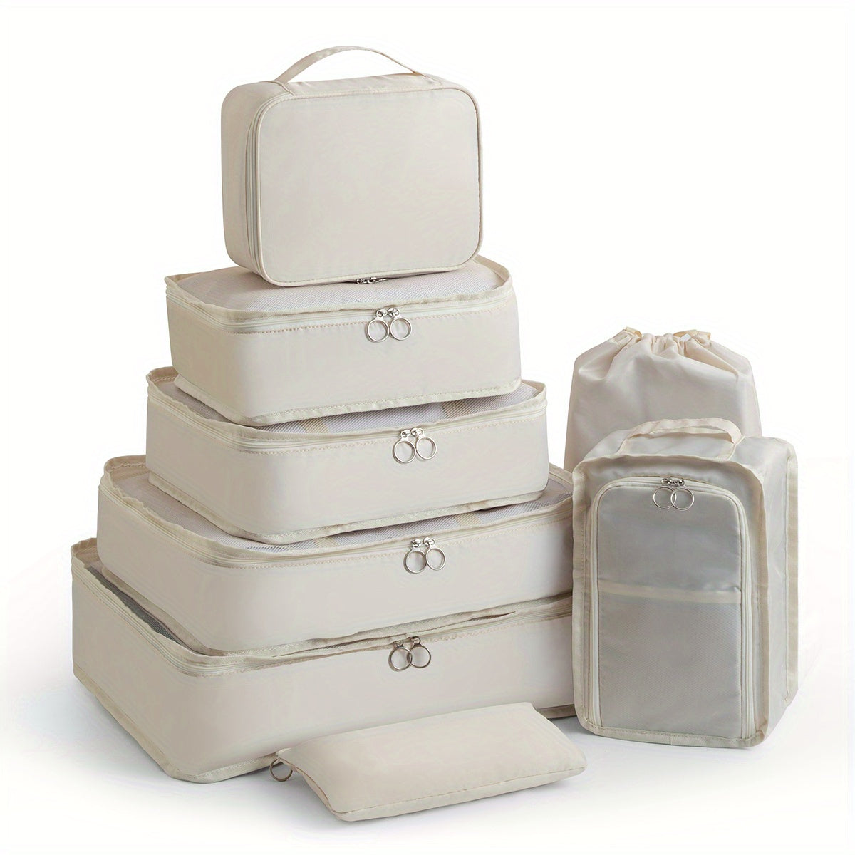 8-Piece Set Packing Cubes for Suitcases - Travel Luggage Organizers, Closet & Under-Bed Storage, Compression Shoe & Clothing Bags for Men & Women