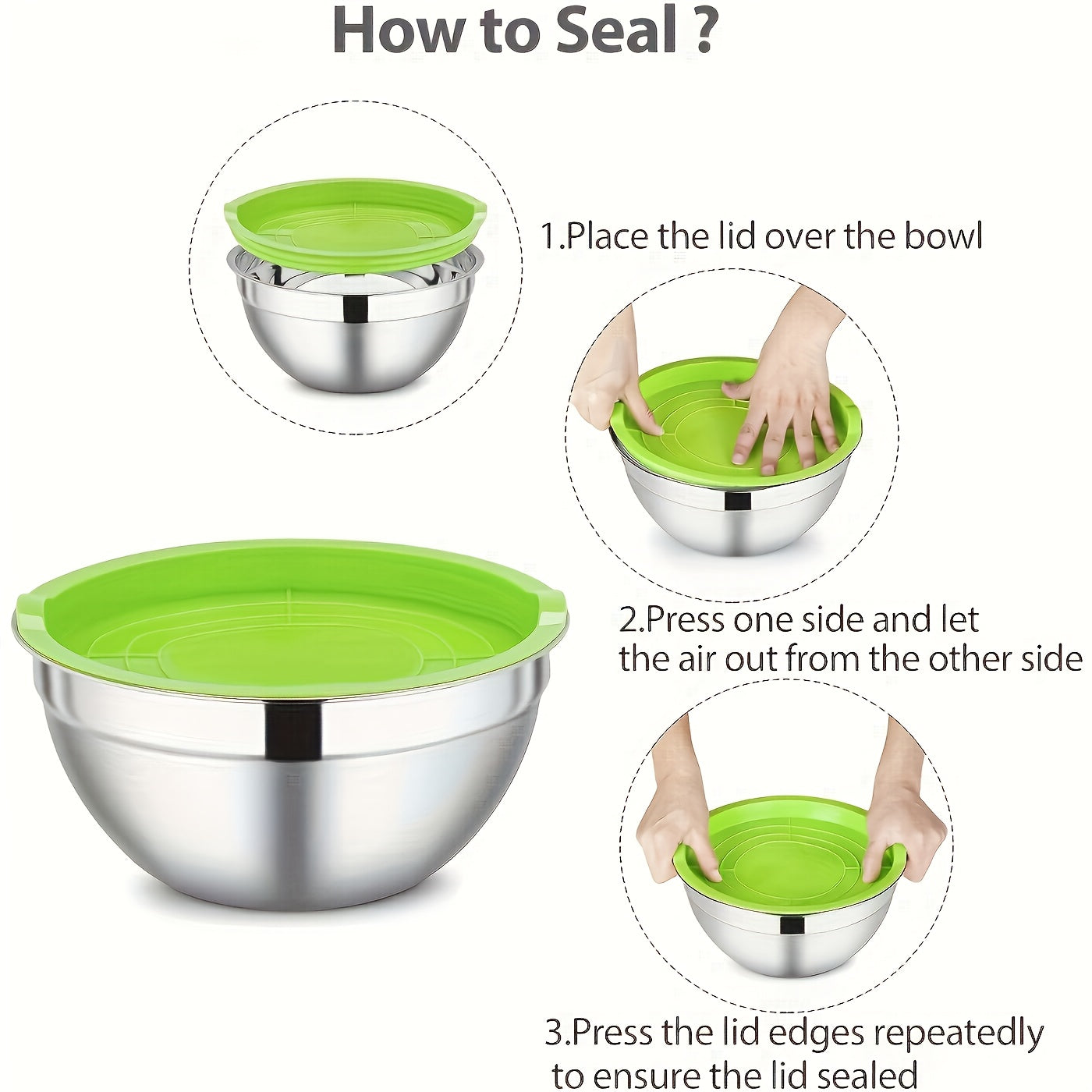 Salad Box A Set of 26 Stainless Steel Mixing Bowl Set with Lids 7 Stainless Steel Mixing Bowls - Includes Grater Attachment, Sealing Lids, Whisk & More, Non-Slip Silicone Base, Dishwasher Safe, Complete Kitchen Kit for Baking, Meal Prep, Holiday Cooking