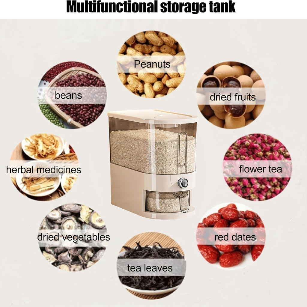 Insect-Proof Moisture-Proof Sealed Large-Capacity Rice Container 11Lbs/22Lbs Quantitative Rice Storage Bucket with Measuring Cup Flip-Top Food-Grade Durable PET Flour Storage Box Home Kitchen Fashion Organization Grain Storage Organizer, PP Material