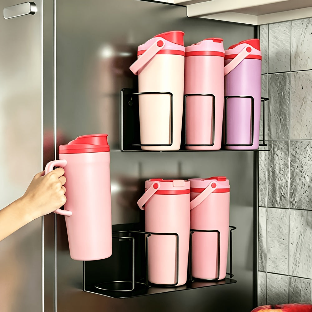 Magnetic Cup Holder - A 3-Layer Refrigerator Organizer for Cups, Glasses And Water Bottles. Space-Saving Design with A Powerful Magnetic Base, Perfect for Kitchen And Bathroom Storage. Kitchen Storage Solution. Modern Kitchen Additions. Durable Car
