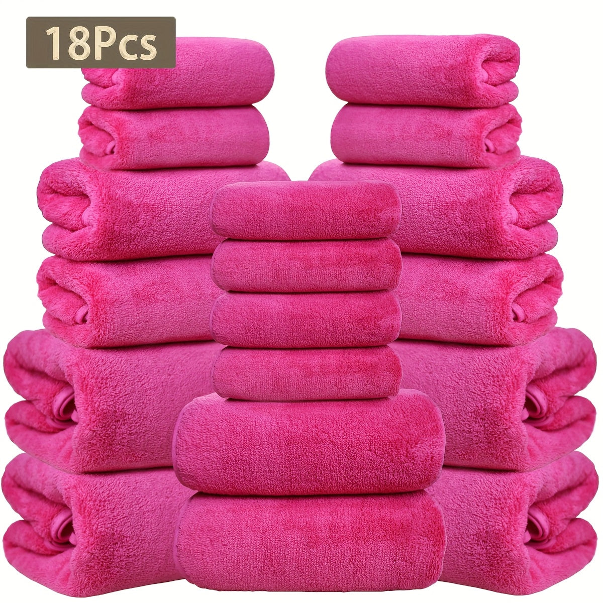 18pcs Coral Velvet Towel Bath Towel Set, 4 Bath Towels, 4 Towels, 10 Square Towels, Suitable for Hotel, Home, Travel, Spa