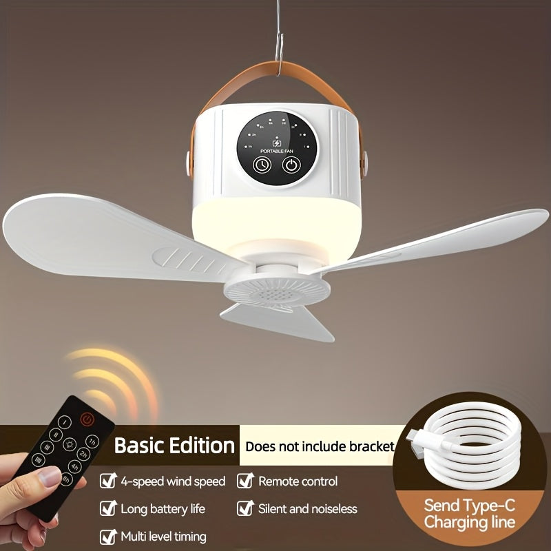 Portable Tent Fan With Triangular Stand & Remote Control, USB Powered, Hanging Hook For Canopy Tent, Aromatherapy Function, Emergency Survival Fan