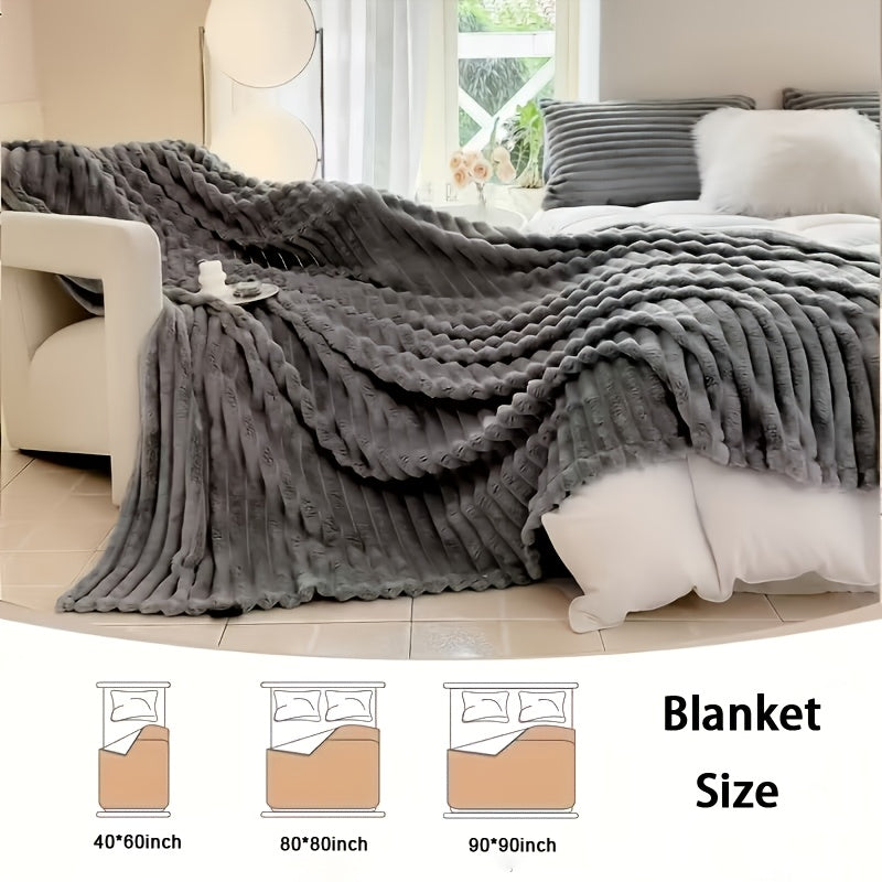 Thickened Blanket Soft And Comfortable Imitation Rabbit Hair Reversible Blanket Thermal Fleece Blanket Nap Blanket Air Conditioning Blanket Office Outdoor Camping Gift Blanket for All Seasons