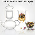 1000Ml Glass Teapot with Infuser And 4 Cups, 33.8 Oz (1000 Ml) Glass Teapot with Detachable Infuser for Flowering And Loose Leaf Tea, Microwave And Stovetop Tea Set Gift Box