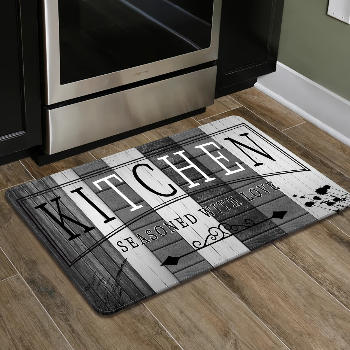 [Non-Slip Kitchen Rug] 1pc Premium Non-Slip Kitchen Rug, Kitchen Floor Mat - Durable Polyester Floor Mat for Kitchen - Easy to Clean, Washable Hallway and Bathroom Rug, Kitchen Accessories - Home Decor