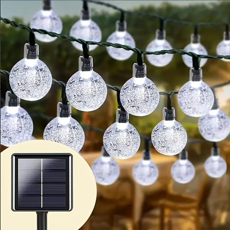 100/200pcs Solar Outdoor Crystal Ball String Lights, Warm White Light, IP44 Waterproof, 800mAh Battery Capacity, Create A Romantic Atmosphere. Suitable For All Seasons, Ideal For Decorating Yards, Balconies, Gardens, Camping, Parties And More.