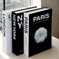 Decorative Faux Books Set of 3 Modern Fake Books for Home Decor Living Room Bedroom Coffee Table Shelf Parisian New York City Theme Minimalist Bookends