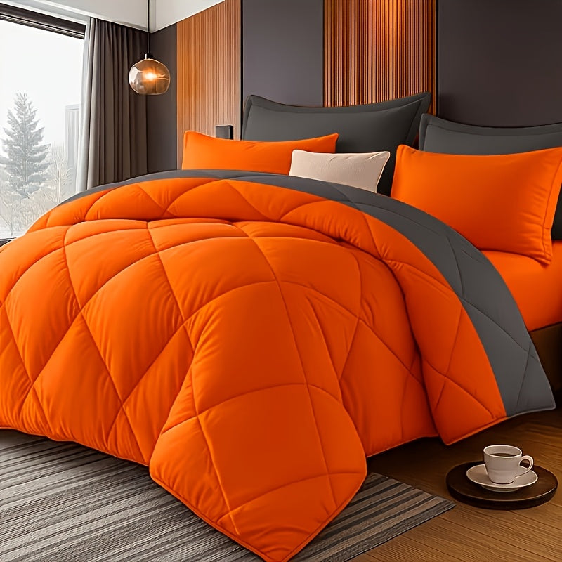 Two/Three Pcs Solid Color Large And Extra-Large Bed Sheet Sets Soft Comfortable And Fiber Filled Lightweight Fabric Breathable Quilt Easy to Take Care of Equipped with Quilt And Pillowcases 1 Quilt, 1/2 Pillowcases, for Bedroom, Random Color