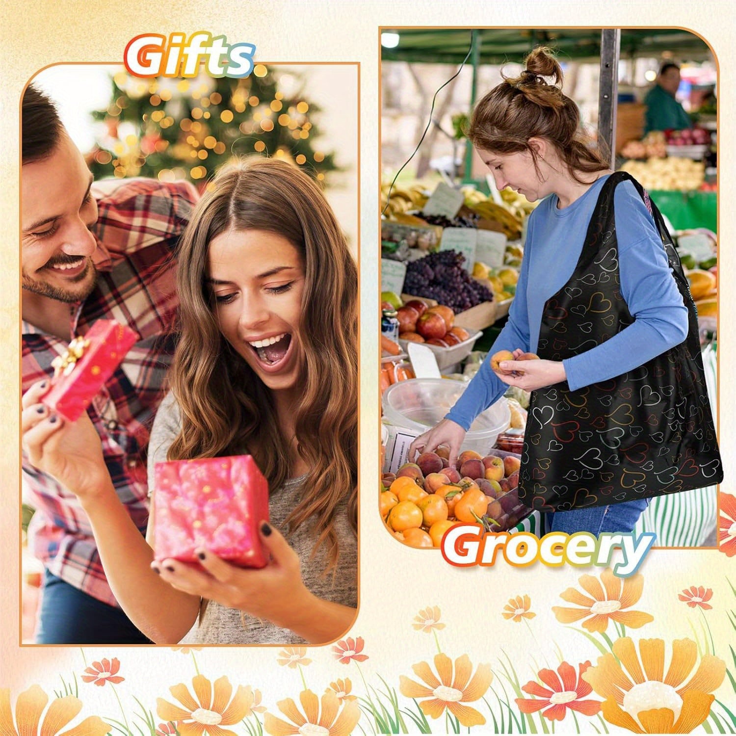 18/36pcs Reusable Grocery Bags - Foldable, Cute Tote Bags - Waterproof Nylon36
