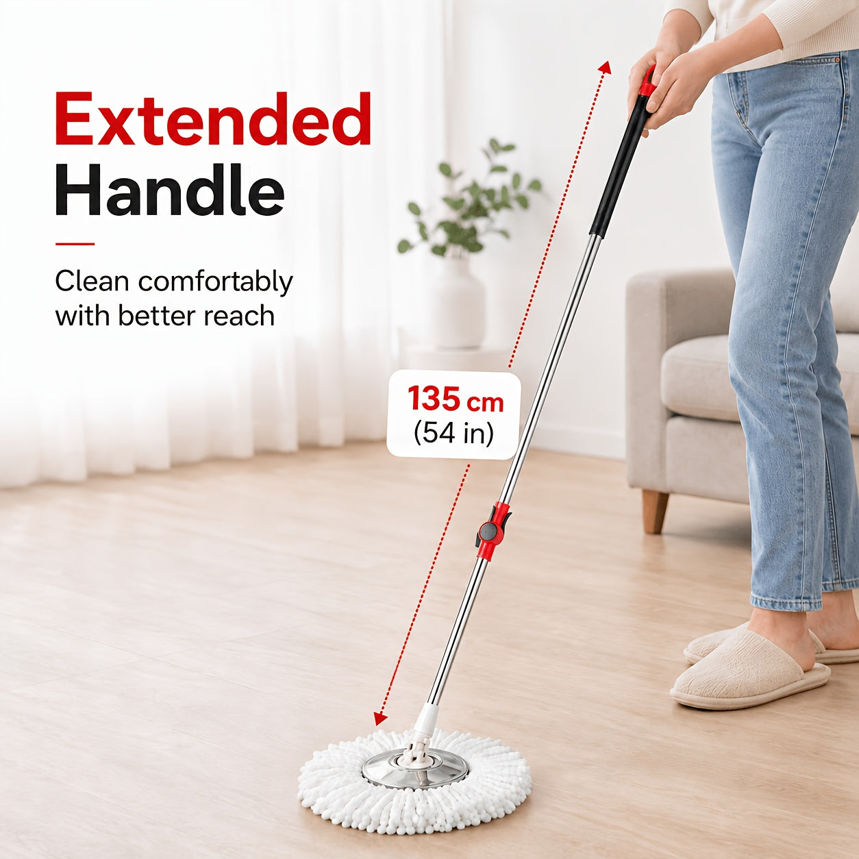 Spin Mop And Bucket with Wringer Set, Bathroom Mop Bucket, School Bathroom, 360° Spinning Mop Bucket System with 3 Microfiber Mop Replacement Heads And 61" Stainless Steel Adjustable Handle for Floor Cleaning, Bucket Floor Cleaning System