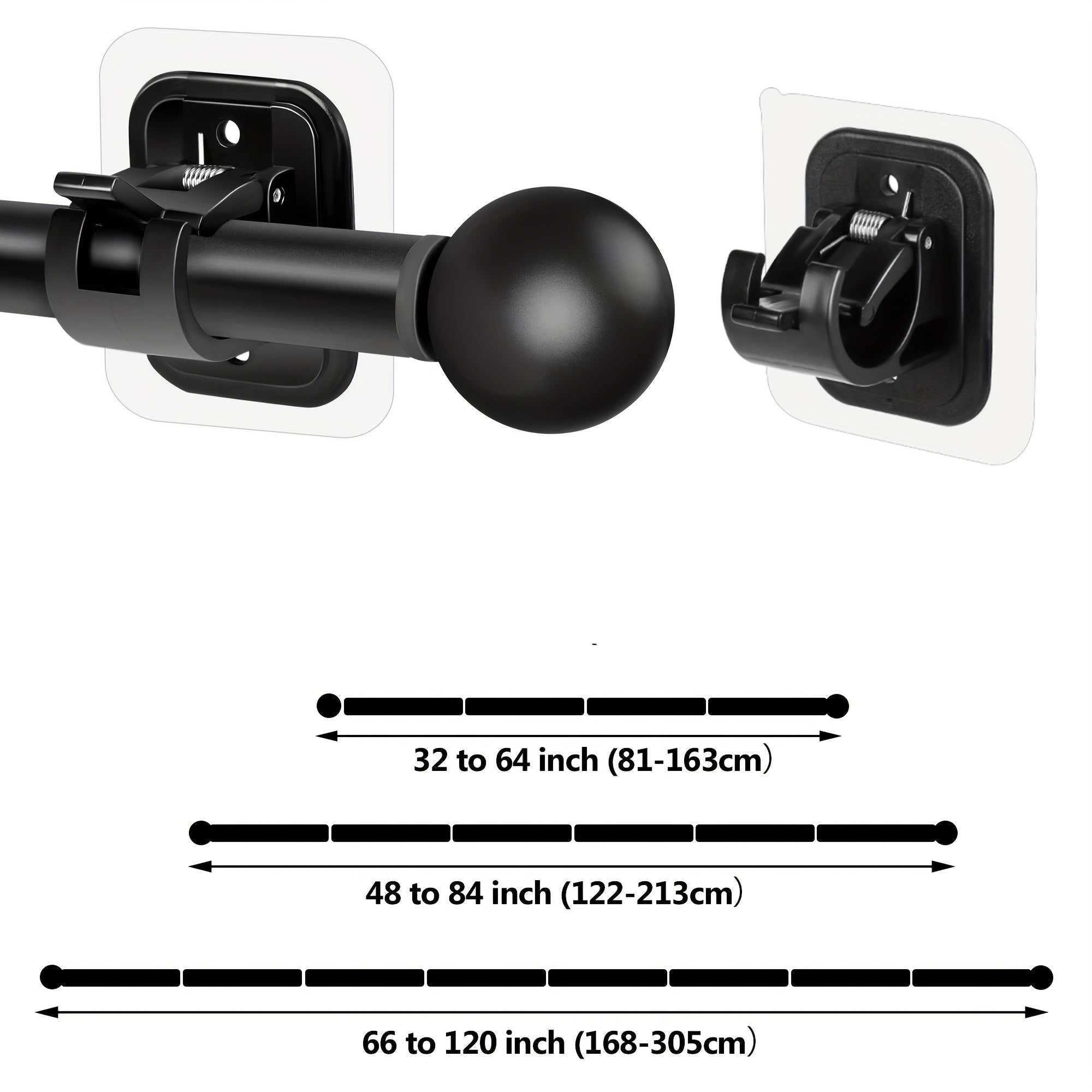 Adjustable Tension Curtain Rods for Curtains Ranging from 32 to 120 Inches, Featuring Damage-Free Installation with Strong Adhesive Brackets, Perfect for Apartments, Dorms, And Renters. on Curtain Rods!