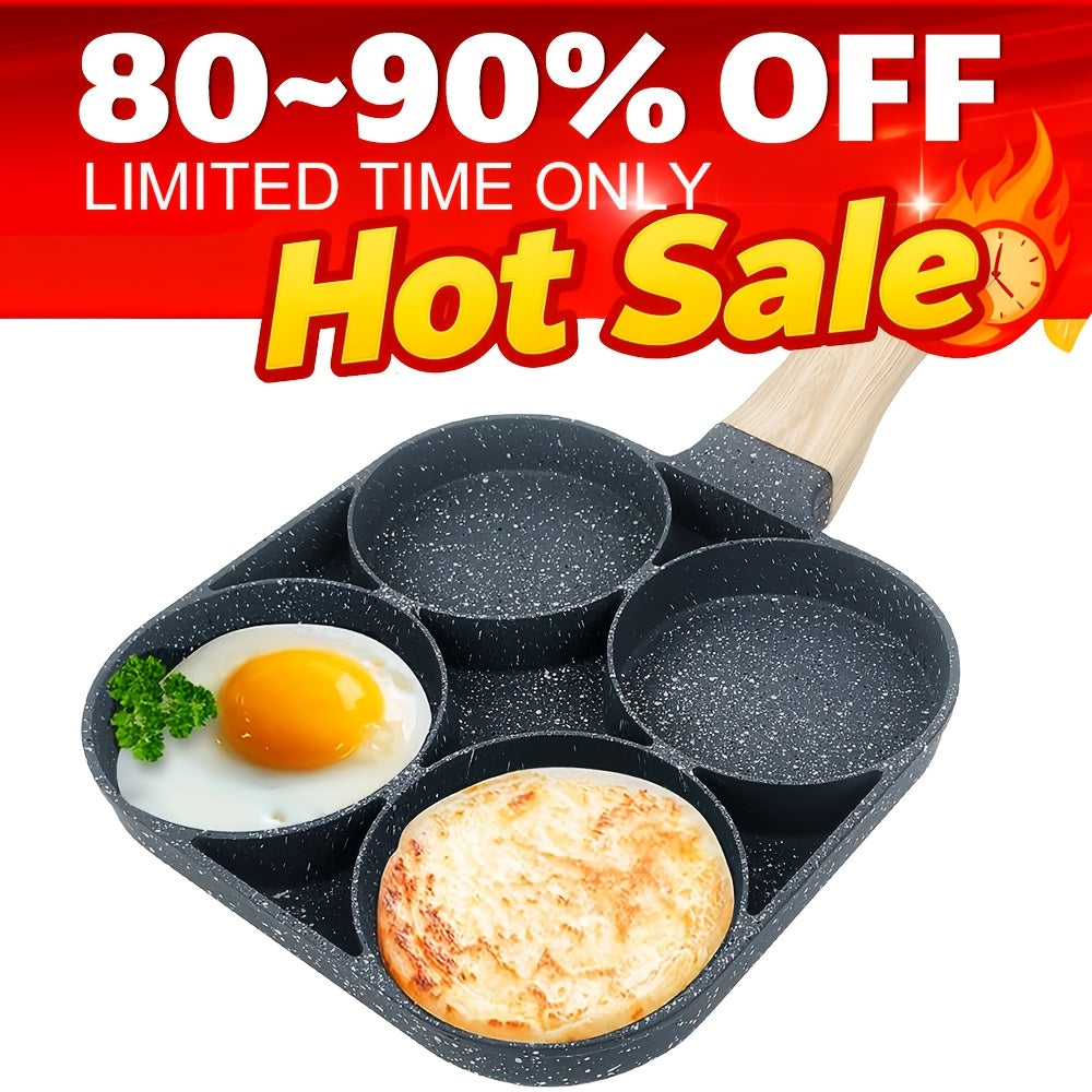 1/5pcs Premium Non-stick Breakfast Skillet For Eggs, Burgers And Omelettes - Easy Food Release, Heat-resistant Wooden Handle, Easy To Clean - Perfect For Home Kitchen Cooking For Christmas Gathering Pots And Pans Sets, Black Friday Items
