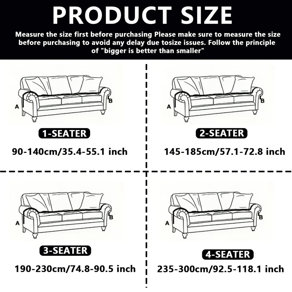 Classic Stretch Sofa Cover with Elastic Band, Milk Fiber Fabric Slipcover-Grip, Machine Washable, Polyester And Spandex, Fits Armchair to 4-Seater Sofas, International Style Throw Design