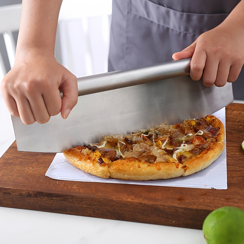 Stainless Steel Pizza Cutter - Half Moon Curved Blade for Effortless Slicing Cheese, Cake & Dough | Includes Knife Cover | Professional Baking Tool