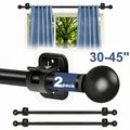 Curtain Rods No Drilling for Windows, 5/8 Inch Diameter Drapey Pole with No Drill Curtain Rod Brackets (2pcs Black)