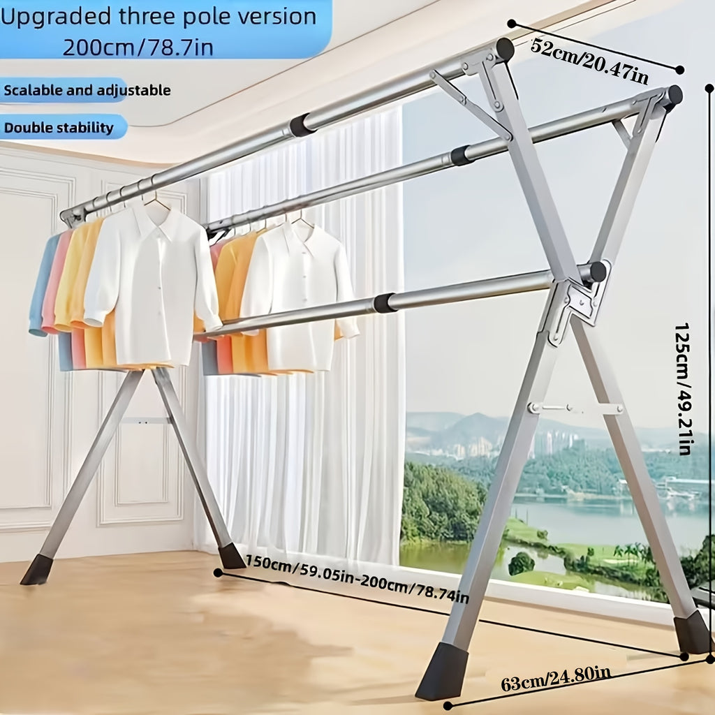 A Versatile Clothes Drying Rack Available in Three Sizes, 63", 78.7" And 95", Designed for Both Indoor And Outdoor Use. This Durable Metal Rack Is Collapsible And Features a Heavy-Duty Stainless Steel Clothesline, Drying Racks