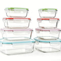 16pcs Glass Food Storage Set-perfect For Meal Prep And Kitchen Organization. Leak-proof, Airtight Glass Lunch Boxes (8 Containers + 8 Lids) Suitable For Use In The Microwave, Oven, Refrigerator, And Dishwasher. Ideal For Office Lunches.
