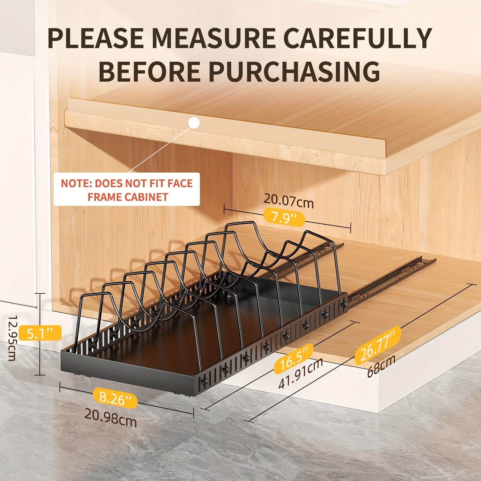1/2pcs Pull-Out Pot And Pan Storage Box for Cabinets, Kitchen Sliding Lid Rack And Pan Holder, Cabinet Sliding Storage Box for Storing Lids, Baking Tools, And Plates, 8/16 Adjustable Dividers, Kitchen Decor And Accessories.