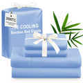 4pcs Bamboo Cooling Bedding - Extra Deep Pocket Breathable And Cooling - Suitable for Hot Sleepers And Sweats, Children Pillowcases, Flat Sheet And Fitted Sheet - A Perfect Gift for Family, Queen And King Sizes