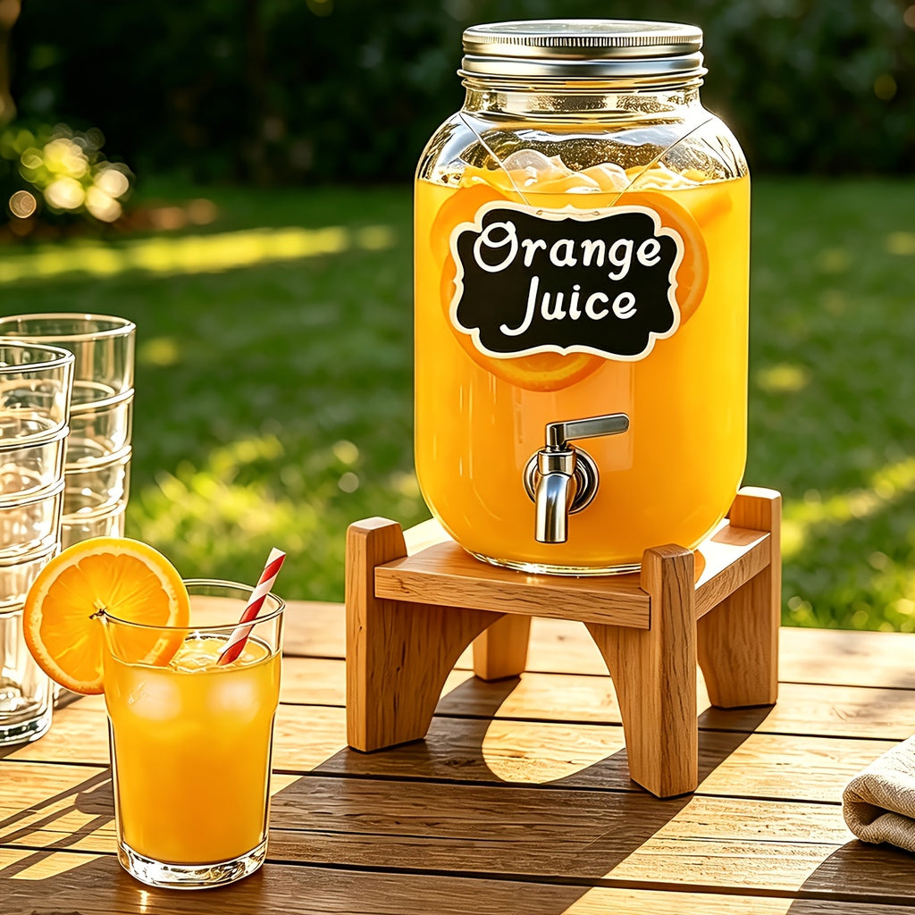 1pc/2pcs 1 Gallon Glass Drink Dispensers for Parties, Beverage Dispenser, Glass Drink Dispenser with Fruit Infuser And Stand And Stainless Steel Spigot, Lemonade Dispenser with Ice Cylinder for BBQ, Picnic, Party, Weddings & Events