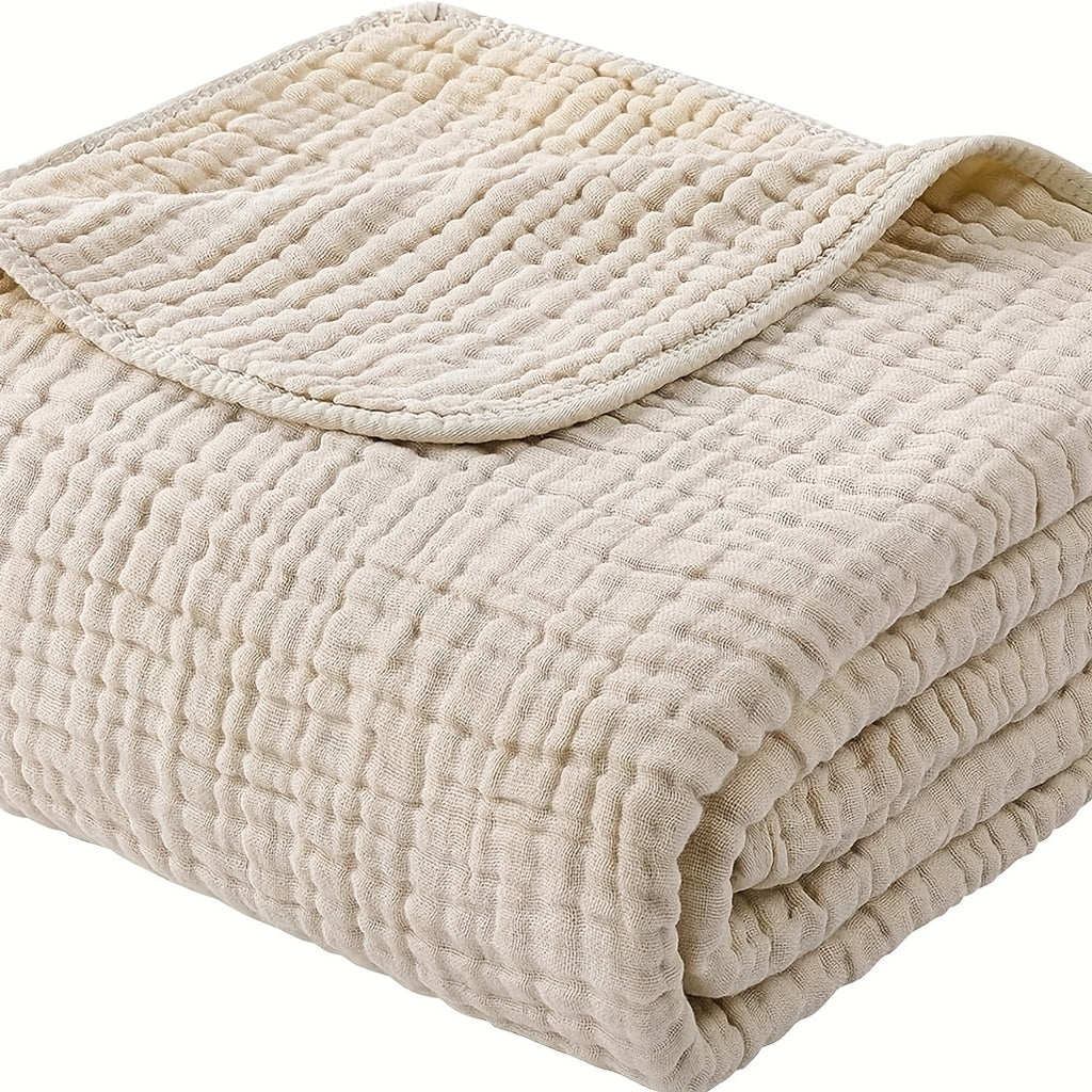 Yoofoss 6-Layer 100% Cotton Muslin Blanket, Lightweight and Breathable Gauze Blanket for Bed, Couch, and Adults, All-Season Use