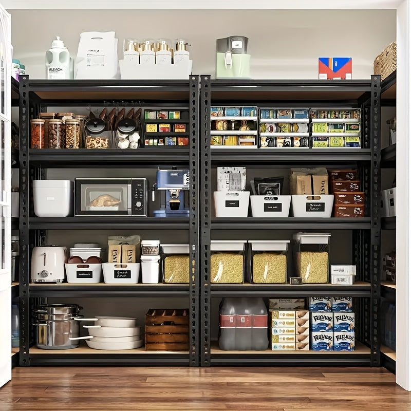 2000LBS Capacity 5 Tier 72''H/60"H Storage Shelves, 72" H X 36" W X 16" D/60" H X 28" W X 12" D Adjustable Metal Shelving Unit, Heavy Duty Garage Storage Shelves for Warehouse, Basement, Kitchen, Pantry, Living Room, Black