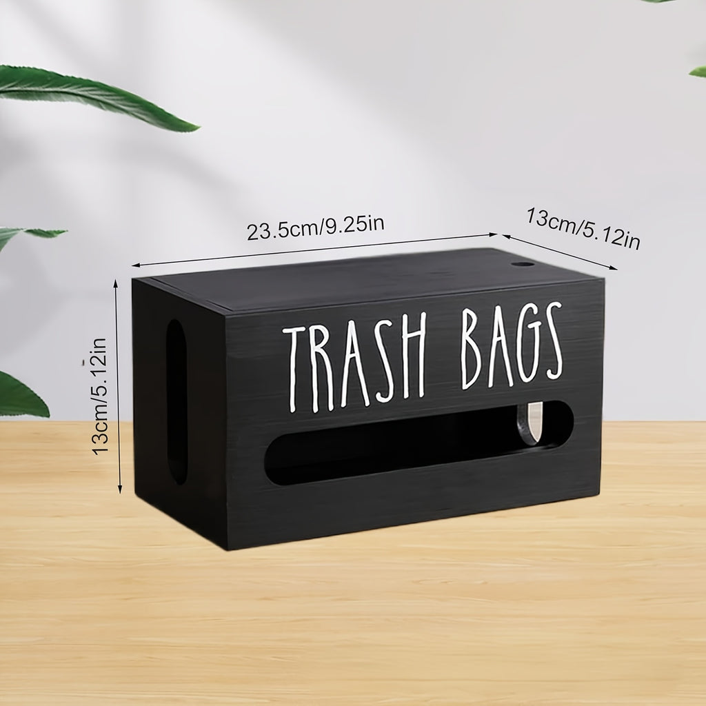 Wood Garbage Bag Dispenser with One-Touch Operation - Storage Box for Kitchen, Bathroom & Living Room - Dispensing Trash Can Organizer (No Manual Refills), 2 Colors ( & Black)