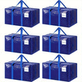 6/2 Pack Extra Heavy Duty Large Moving Bags With Strong Zipper & Comfortable Handles, Sturdy & Durable Clothes Storage Bags Totes Bins, Packing Moving Boxes For College Supplies, Blue