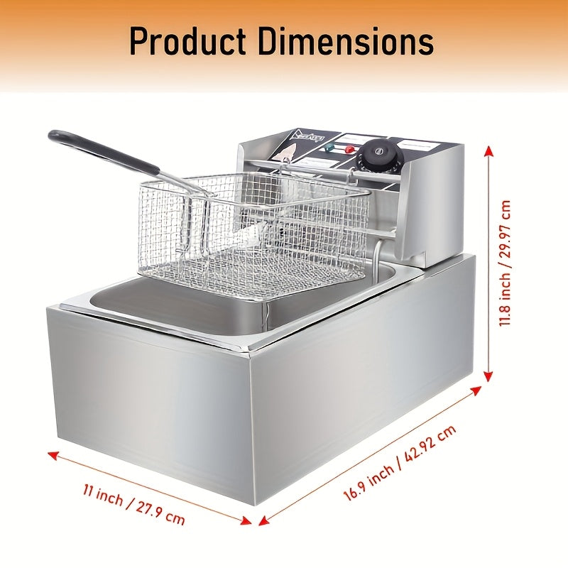 Commercial 3.17gal Dual Basket Electric Deep Fryer - 5000W High Power (2500W X 2) for Efficient Oil Frying - Restaurant Grade